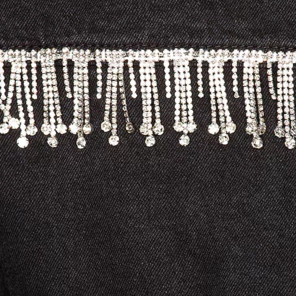 SUPERDOWN RHINESTONE FRINGE DENIM JACKET TAGS ON - Picture 3 of 6